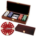 100 Foil Stamped poker chips in wooden Mahogany case - Diamond design